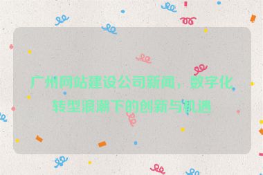 廣州網(wǎng)站建設(shè)公司新聞，數(shù)字化轉(zhuǎn)型浪潮下的創(chuàng)新與機(jī)遇