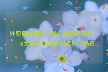 外貿(mào)網(wǎng)站的線下推廣渠道有哪些？10大高效方法助力海外市場(chǎng)拓展