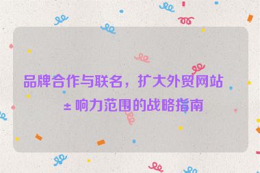品牌合作與聯(lián)名，擴(kuò)大外貿(mào)網(wǎng)站影響力范圍的戰(zhàn)略指南