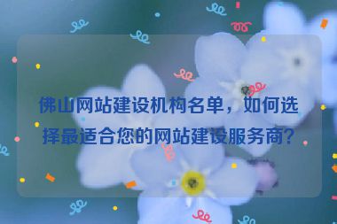 佛山網(wǎng)站建設(shè)機(jī)構(gòu)名單，如何選擇最適合您的網(wǎng)站建設(shè)服務(wù)商？
