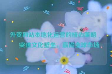 外貿(mào)網(wǎng)站本地化運(yùn)營(yíng)的核心策略，突破文化壁壘，贏得全球市場(chǎng)