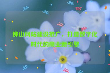 佛山網(wǎng)站建設(shè)推廣，打造數(shù)字化時(shí)代的商業(yè)新引擎