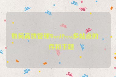 如何高效管理WordPress多站點(diǎn)的插件和主題