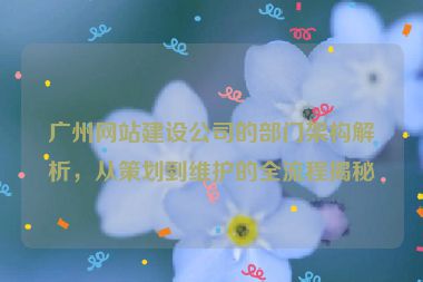 廣州網(wǎng)站建設(shè)公司的部門(mén)架構(gòu)解析，從策劃到維護(hù)的全流程揭秘