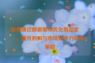 如何通過數(shù)據(jù)驅(qū)動優(yōu)化商品定價，提升利潤與市場競爭力的關(guān)鍵策略