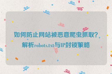 如何防止網(wǎng)站被惡意爬蟲抓取？解析robots.txt與IP封鎖策略