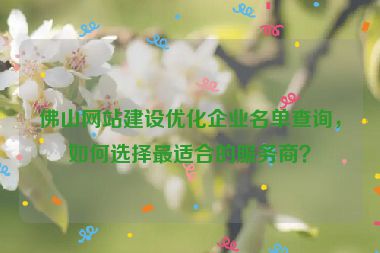 佛山網(wǎng)站建設(shè)優(yōu)化企業(yè)名單查詢，如何選擇最適合的服務(wù)商？