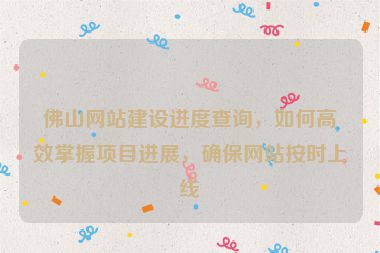 佛山網(wǎng)站建設(shè)進(jìn)度查詢，如何高效掌握項(xiàng)目進(jìn)展，確保網(wǎng)站按時(shí)上線