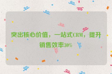 突出核心價(jià)值，一站式CRM，提升銷售效率30%