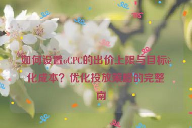 如何設(shè)置oCPC的出價(jià)上限與目標(biāo)轉(zhuǎn)化成本？?jī)?yōu)化投放策略的完整指南