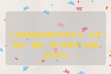 廣州網(wǎng)站建設(shè)解決方案公示，打造高效、智能、用戶體驗至上的數(shù)字化平臺