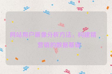 網(wǎng)站用戶畫像分析方法，構(gòu)建精準(zhǔn)營(yíng)銷的數(shù)據(jù)基礎(chǔ)