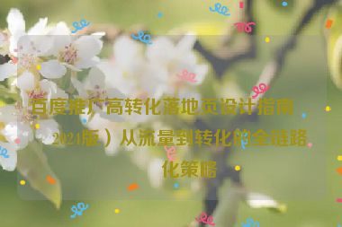 百度推廣高轉(zhuǎn)化落地頁(yè)設(shè)計(jì)指南（2024版）從流量到轉(zhuǎn)化的全鏈路優(yōu)化策略