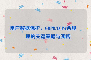 用戶數(shù)據(jù)保護(hù)，GDPR/CCPA合規(guī)管理的關(guān)鍵策略與實(shí)踐