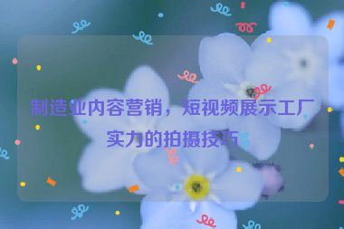 制造業(yè)內(nèi)容營(yíng)銷，短視頻展示工廠實(shí)力的拍攝技巧