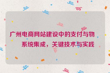 廣州電商網站建設中的支付與物流系統(tǒng)集成，關鍵技術與實踐