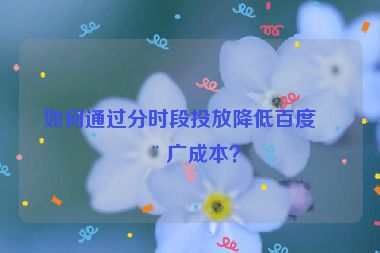 如何通過分時(shí)段投放降低百度推廣成本？
