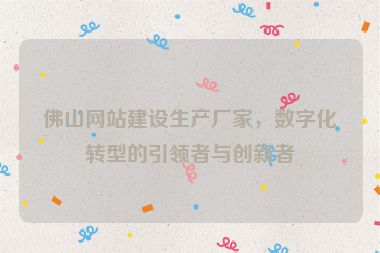 佛山網(wǎng)站建設(shè)生產(chǎn)廠家，數(shù)字化轉(zhuǎn)型的引領(lǐng)者與創(chuàng)新者
