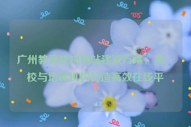 廣州教育機構(gòu)網(wǎng)站建設(shè)方案，為學(xué)校與培訓(xùn)機構(gòu)打造高效在線平臺
