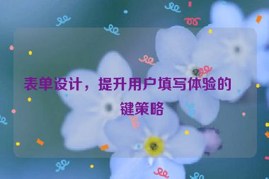 表單設(shè)計(jì)，提升用戶填寫體驗(yàn)的關(guān)鍵策略