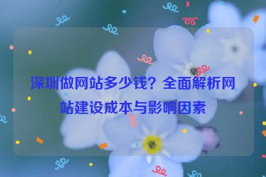 深圳做網(wǎng)站多少錢(qián)？全面解析網(wǎng)站建設(shè)成本與影響因素