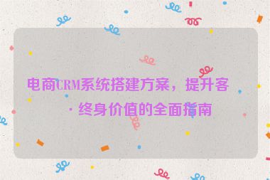 電商CRM系統(tǒng)搭建方案，提升客戶終身價值的全面指南