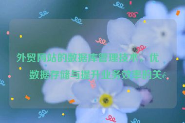 外貿(mào)網(wǎng)站的數(shù)據(jù)庫(kù)管理技術(shù)，優(yōu)化數(shù)據(jù)存儲(chǔ)與提升業(yè)務(wù)效率的關(guān)鍵