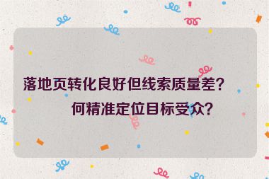 落地頁(yè)轉(zhuǎn)化良好但線索質(zhì)量差？如何精準(zhǔn)定位目標(biāo)受眾？
