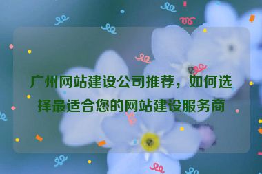 廣州網(wǎng)站建設(shè)公司推薦，如何選擇最適合您的網(wǎng)站建設(shè)服務(wù)商