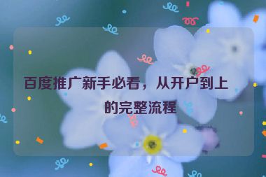 百度推廣新手必看，從開戶到上線的完整流程