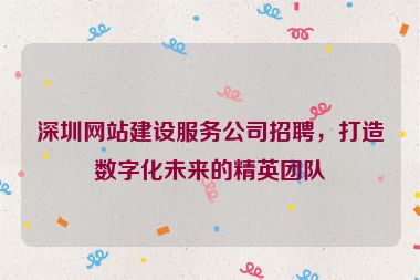 深圳網(wǎng)站建設(shè)服務(wù)公司招聘，打造數(shù)字化未來的精英團隊