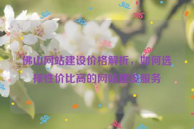 佛山網(wǎng)站建設價格解析，如何選擇性價比高的網(wǎng)站建設服務