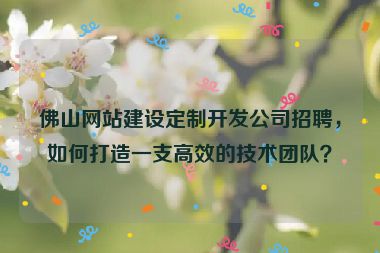 佛山網(wǎng)站建設(shè)定制開發(fā)公司招聘，如何打造一支高效的技術(shù)團(tuán)隊(duì)？