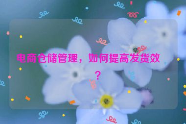 電商倉儲管理，如何提高發(fā)貨效率？