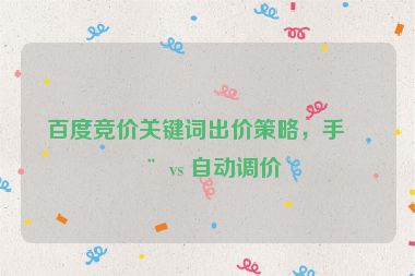 百度競價(jià)關(guān)鍵詞出價(jià)策略，手動(dòng) vs 自動(dòng)調(diào)價(jià)