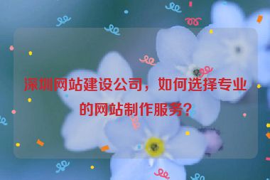 深圳網(wǎng)站建設(shè)公司，如何選擇專業(yè)的網(wǎng)站制作服務(wù)？