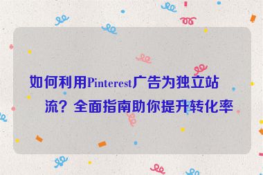 如何利用Pinterest廣告為獨立站引流？全面指南助你提升轉(zhuǎn)化率