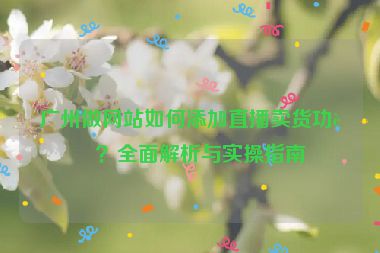 廣州做網(wǎng)站如何添加直播賣貨功能？全面解析與實操指南