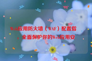 Web應用防火墻（WAF）配置指南，全面保護你的Web應用安全