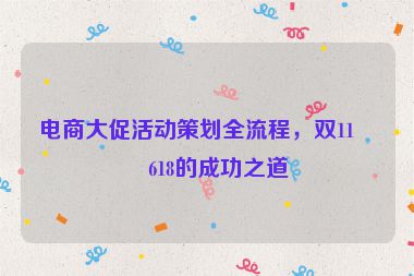 電商大促活動(dòng)策劃全流程，雙11、618的成功之道
