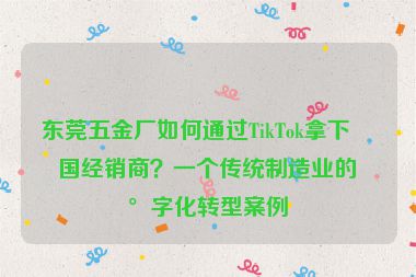東莞五金廠如何通過TikTok拿下美國經(jīng)銷商？一個傳統(tǒng)制造業(yè)的數(shù)字化轉(zhuǎn)型案例