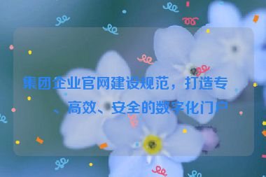 集團(tuán)企業(yè)官網(wǎng)建設(shè)規(guī)范，打造專業(yè)、高效、安全的數(shù)字化門戶