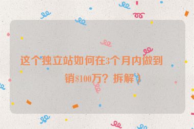 這個(gè)獨(dú)立站如何在3個(gè)月內(nèi)做到月銷(xiāo)$100萬(wàn)？拆解）