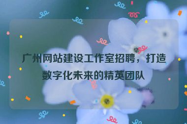 廣州網(wǎng)站建設(shè)工作室招聘，打造數(shù)字化未來的精英團(tuán)隊