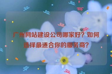 廣州網(wǎng)站建設(shè)公司哪家好？如何選擇最適合你的服務(wù)商？