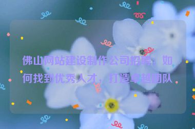 佛山網(wǎng)站建設(shè)制作公司招聘，如何找到優(yōu)秀人才，打造卓越團隊
