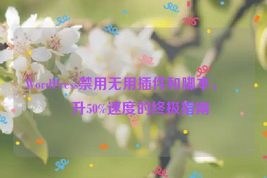 WordPress禁用無用插件和腳本，提升50%速度的終極指南