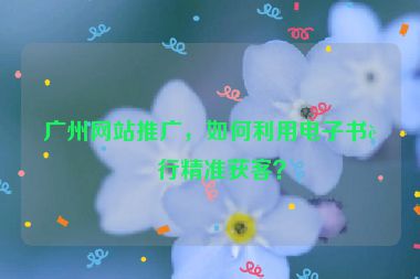 廣州網(wǎng)站推廣，如何利用電子書進(jìn)行精準(zhǔn)獲客？