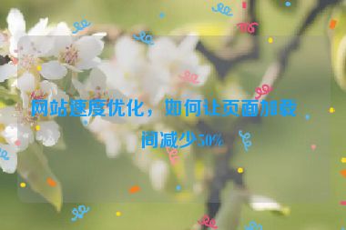 網站速度優(yōu)化，如何讓頁面加載時間減少50%