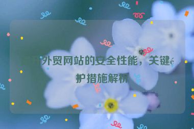 提升外貿(mào)網(wǎng)站的安全性能，關(guān)鍵防護(hù)措施解析